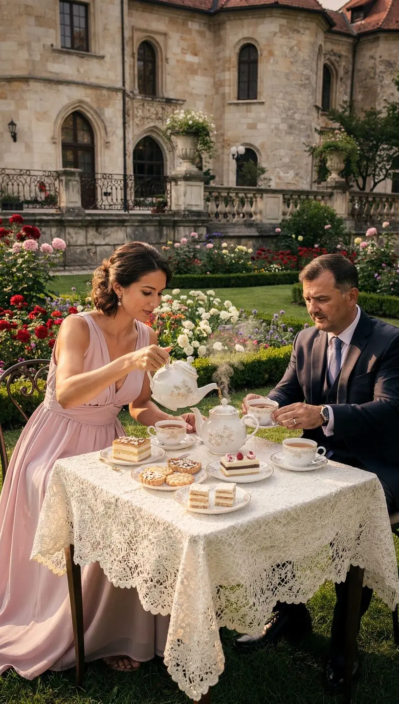 Készített csésze mandulás oolong tea, gőzölgő aromákkal a háttérben.