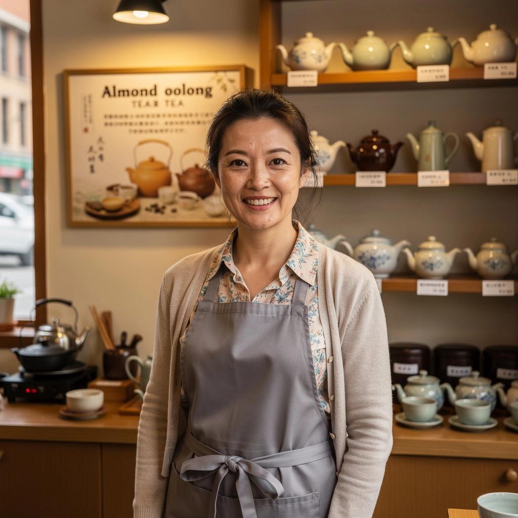 Zöld és barnás tealevelek, amelyek a mandulás élvezetet ígérik.